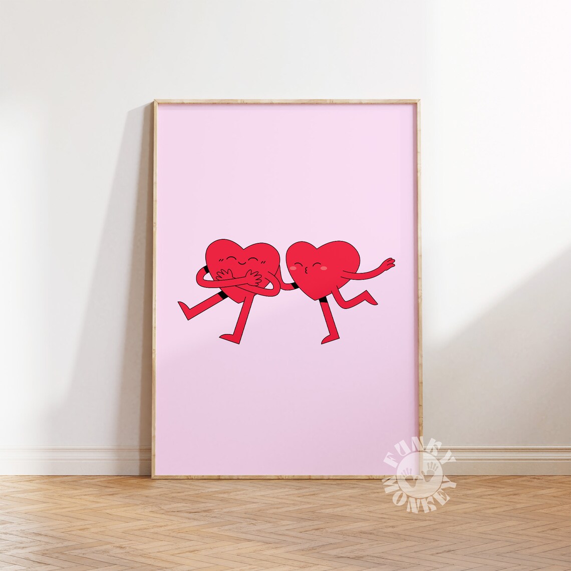 Cute Heart Retro Art Print, Preppy Apartment Decor