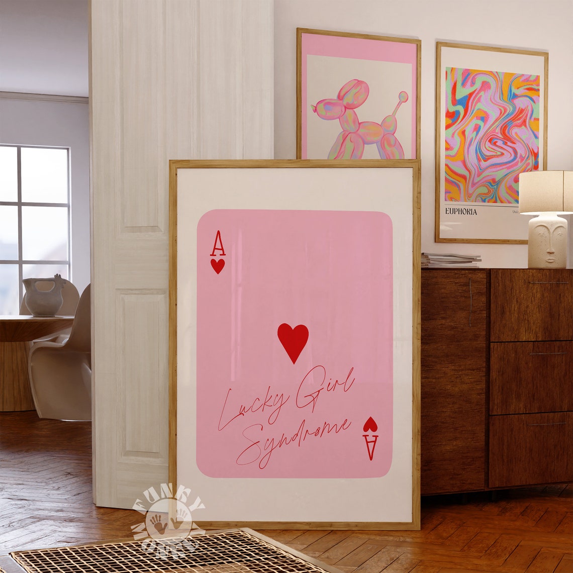 Lucky Girl Syndrome Pink Retro Ace Of Hearts Poster - Image 2