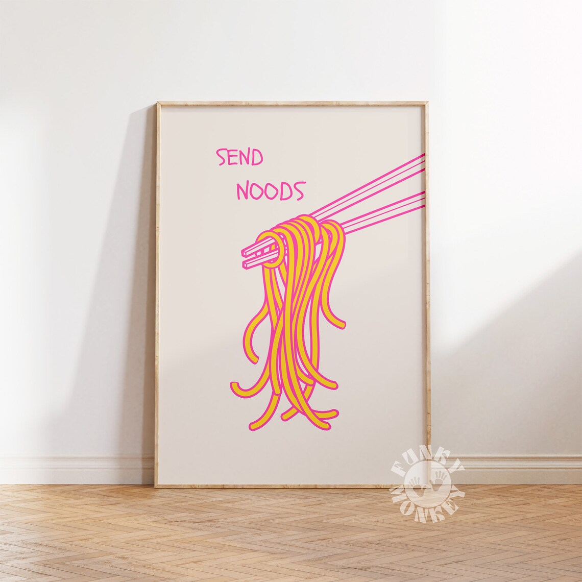 Send Noods Pink Noodles Aesthetic Kitchen Art Print