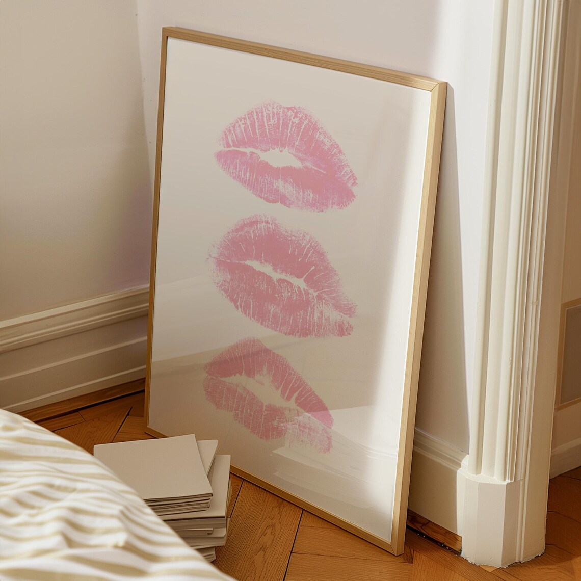 Kiss Lips Pink Kisses Art Print, Girly Decor - Image 2