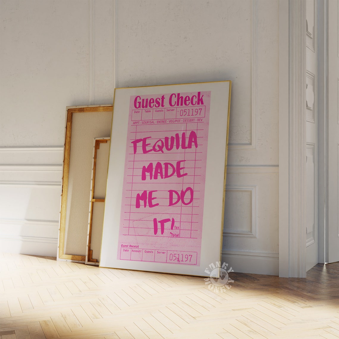 Tequila Made Me Do It Funny Pink Guest Check Bar Cart Decor Poster