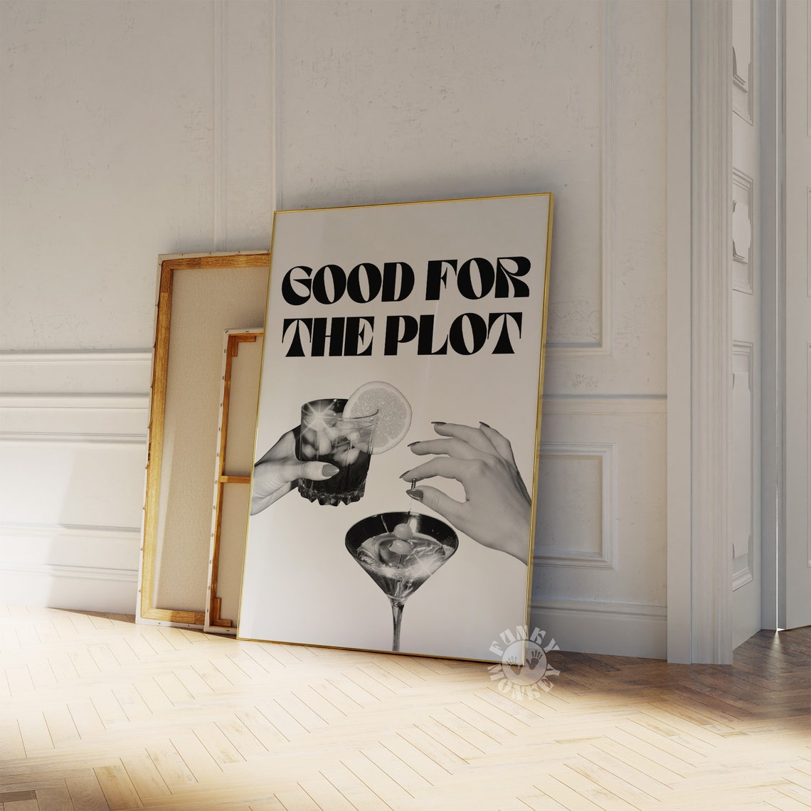 Good For The Plot Retro Cocktail Collage Bar Cart Art Poster