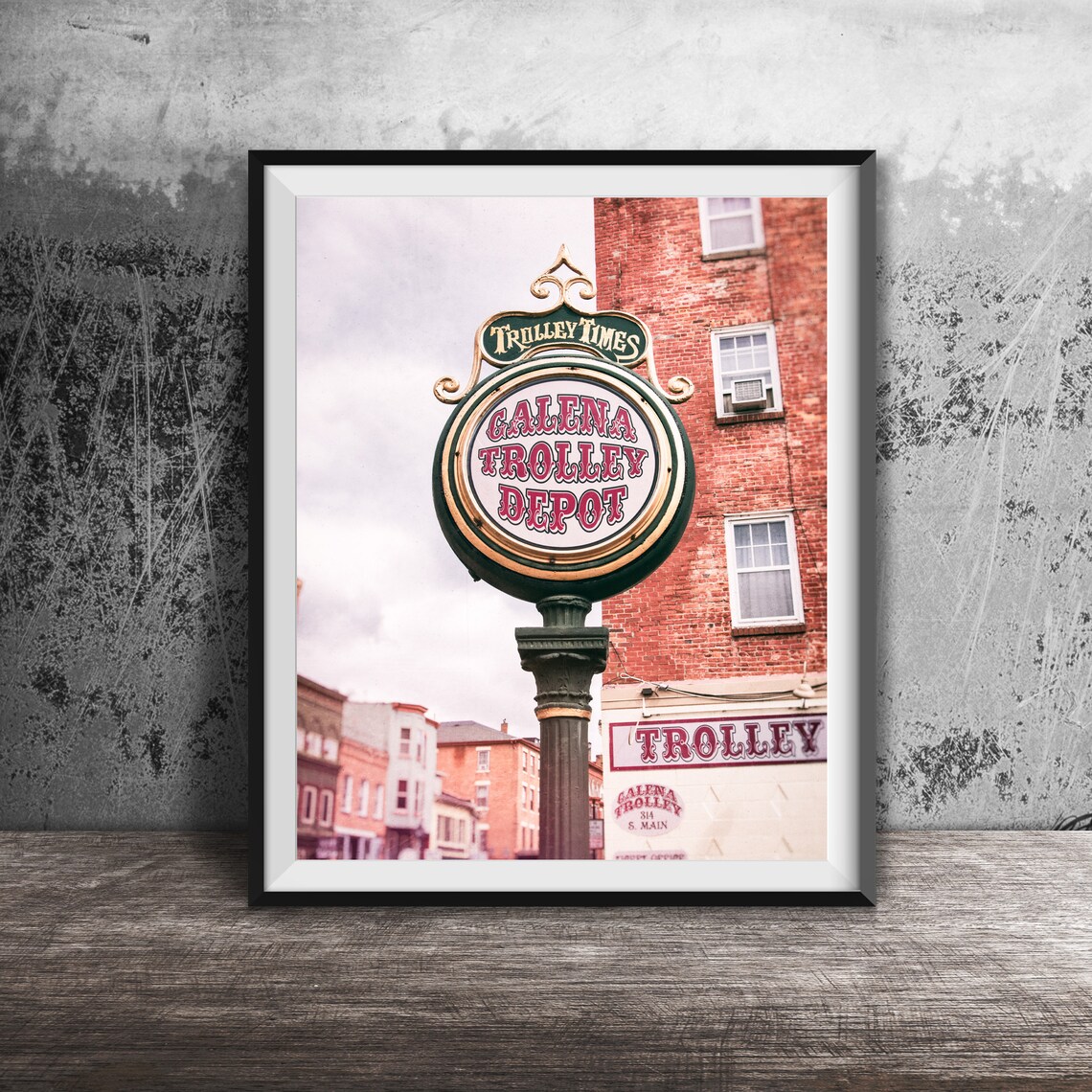 Galena Trolley Depot Trolley Times Sign Galena Illinois Poster