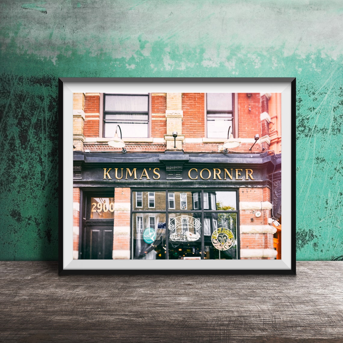 Kumas Corner Restaurant Storefront Sign Chicago Burger Spot Poster