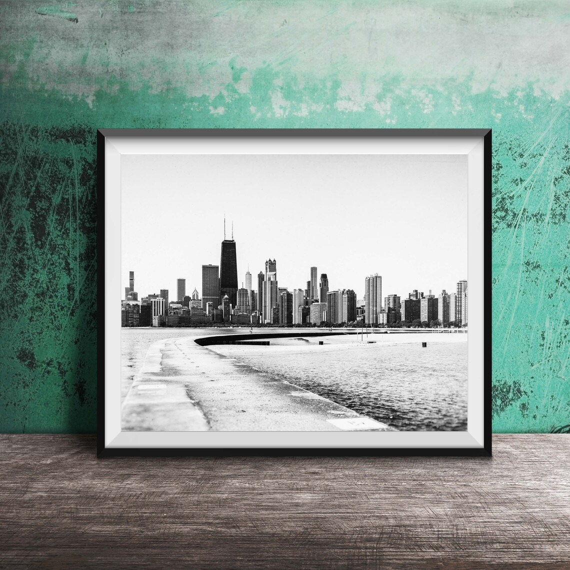 Chicago Skyline North Avenue Beach Breakwater Day Photo Poster - Image 2