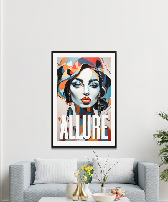 Modern Abstract Woman Portrait Wall Art Allure Fashion Colorful Female Face Print Contemporary Home Decor Artistic Illustration