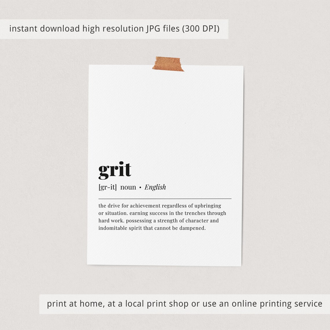 Grit Definition Motivational Quote Art Print - Image 4