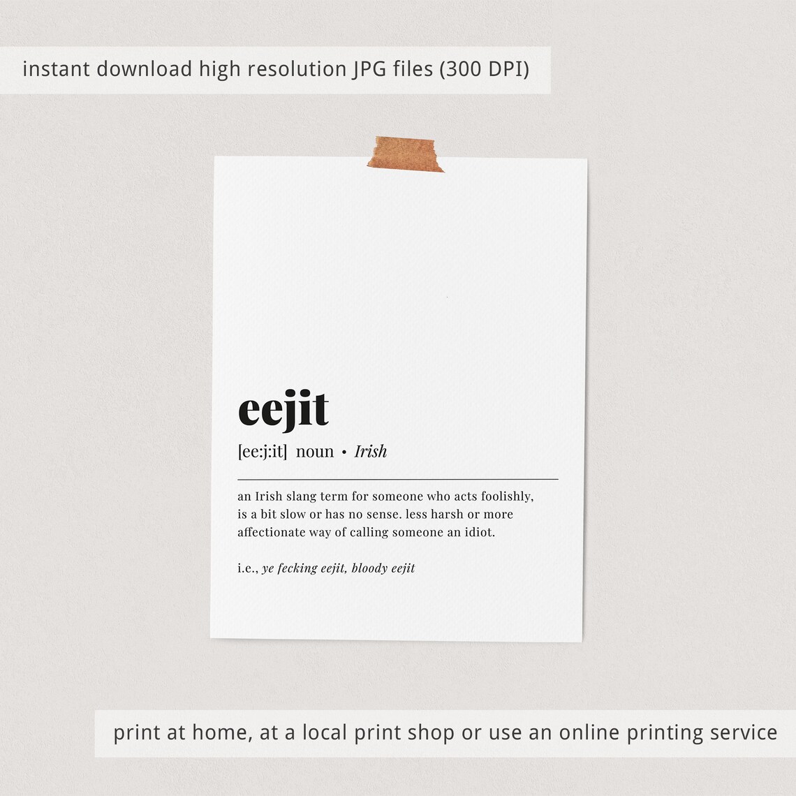 Eejit Definition Irish Slang Funny St. Patricks Day Art Print - Image 4