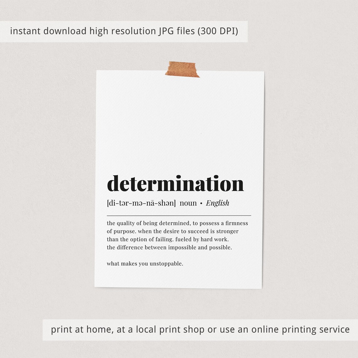 Determination Quote Art Print, Home Office Decor - Image 4