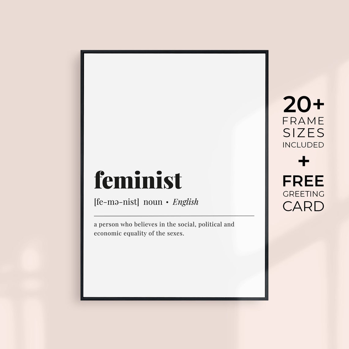 Feminist Definition Equality Empowerment Minimalist Typography Poster - Image 3