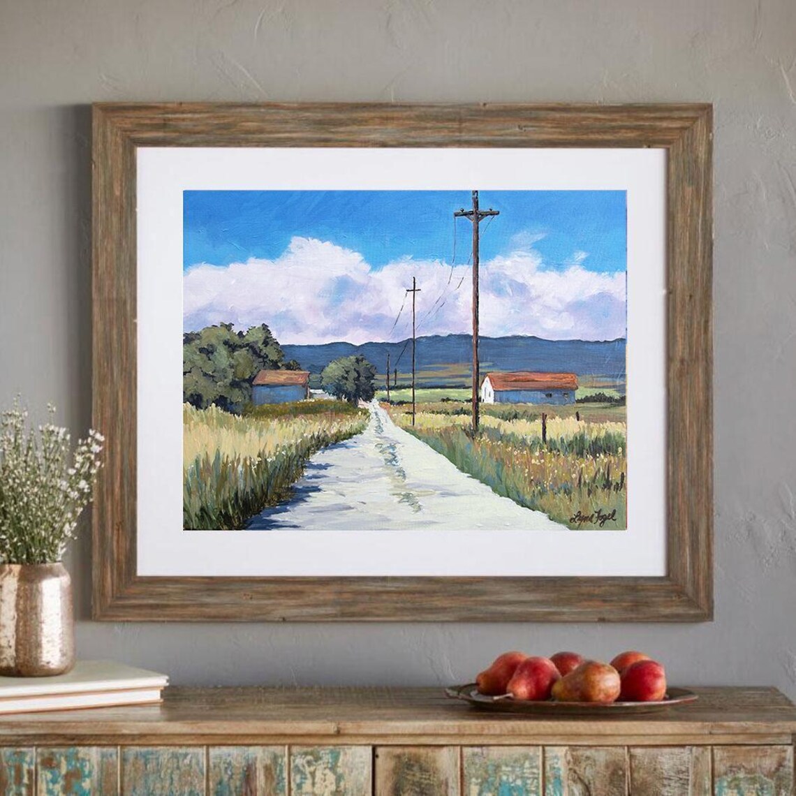 New Mexico Country Road Red Barns Route 66 Landscape Art Poster - Image 5