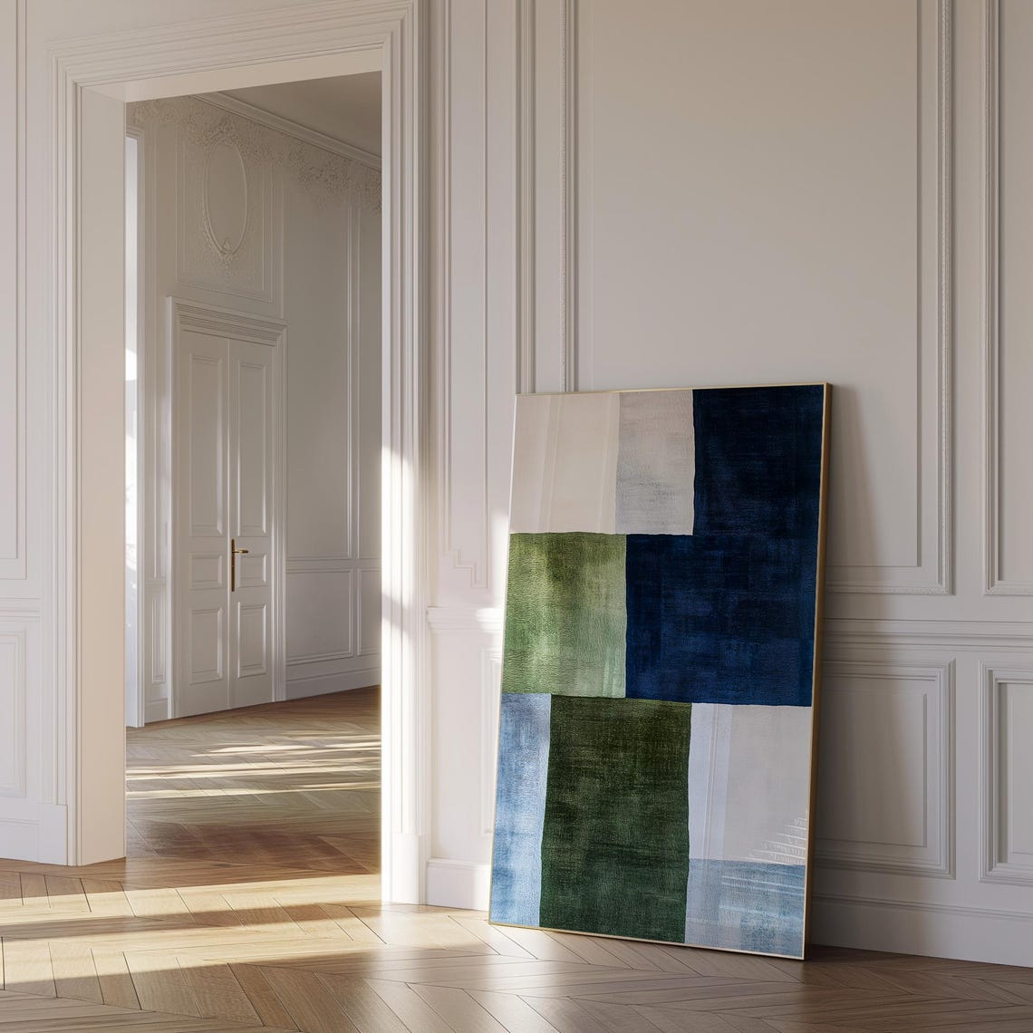 Green Blue Beige Geometric Minimalist Modern Art Wall Poster - Image 4