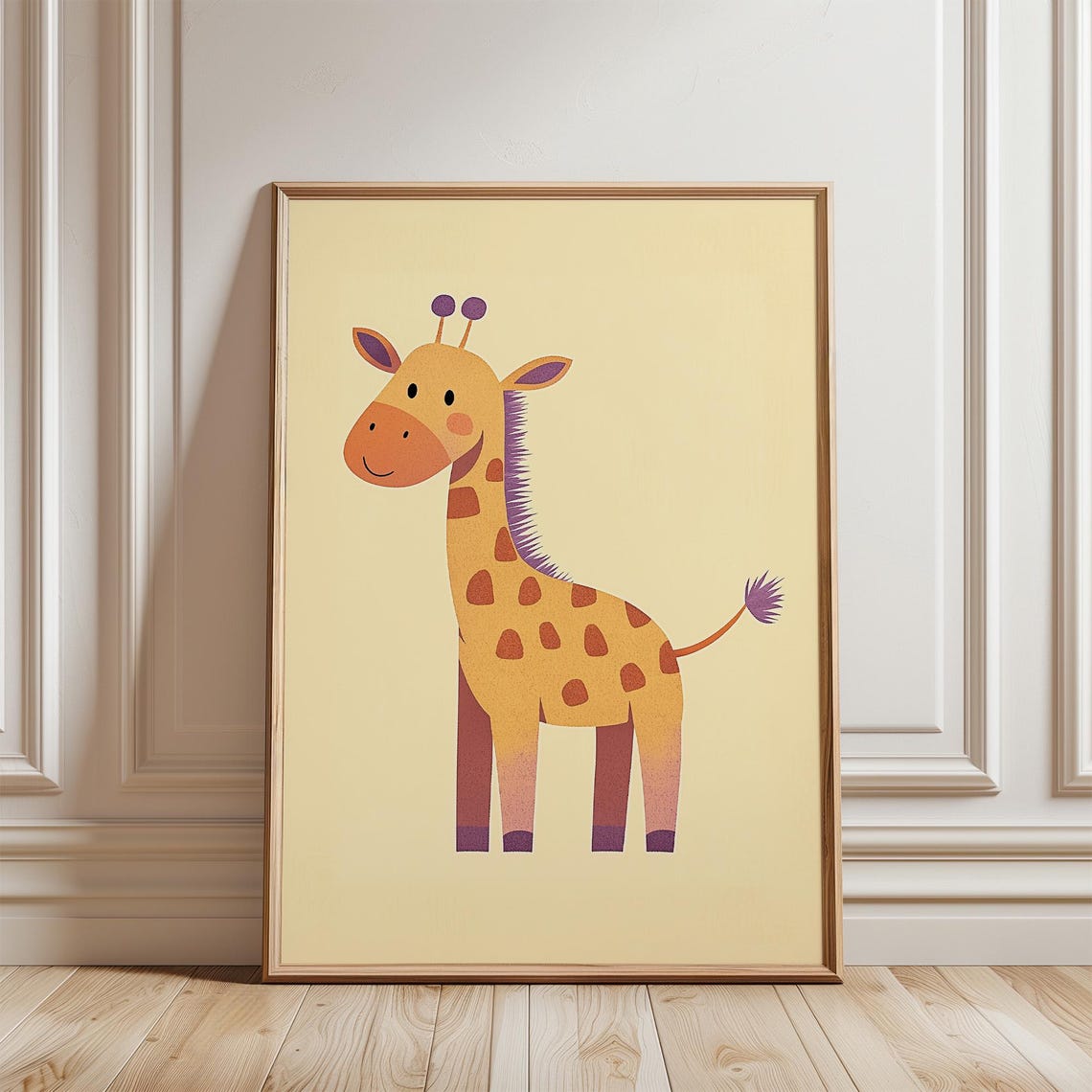 Cute Smiling Giraffe Nursery Animal Wall Decor Illustration Poster - Image 2