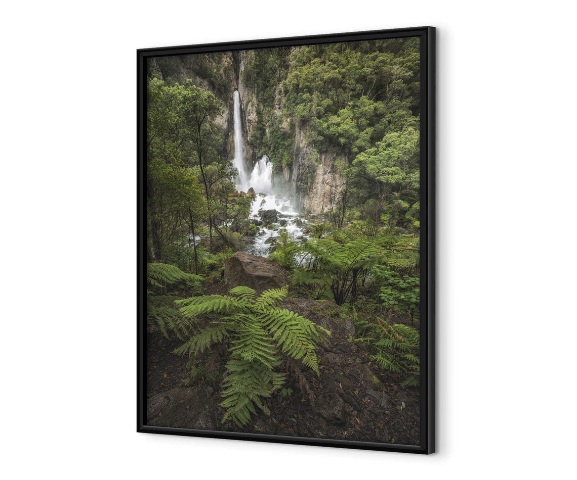 Towering Rainforest Waterfall With Lush Ferns And Green Jungle Poster - Image 4