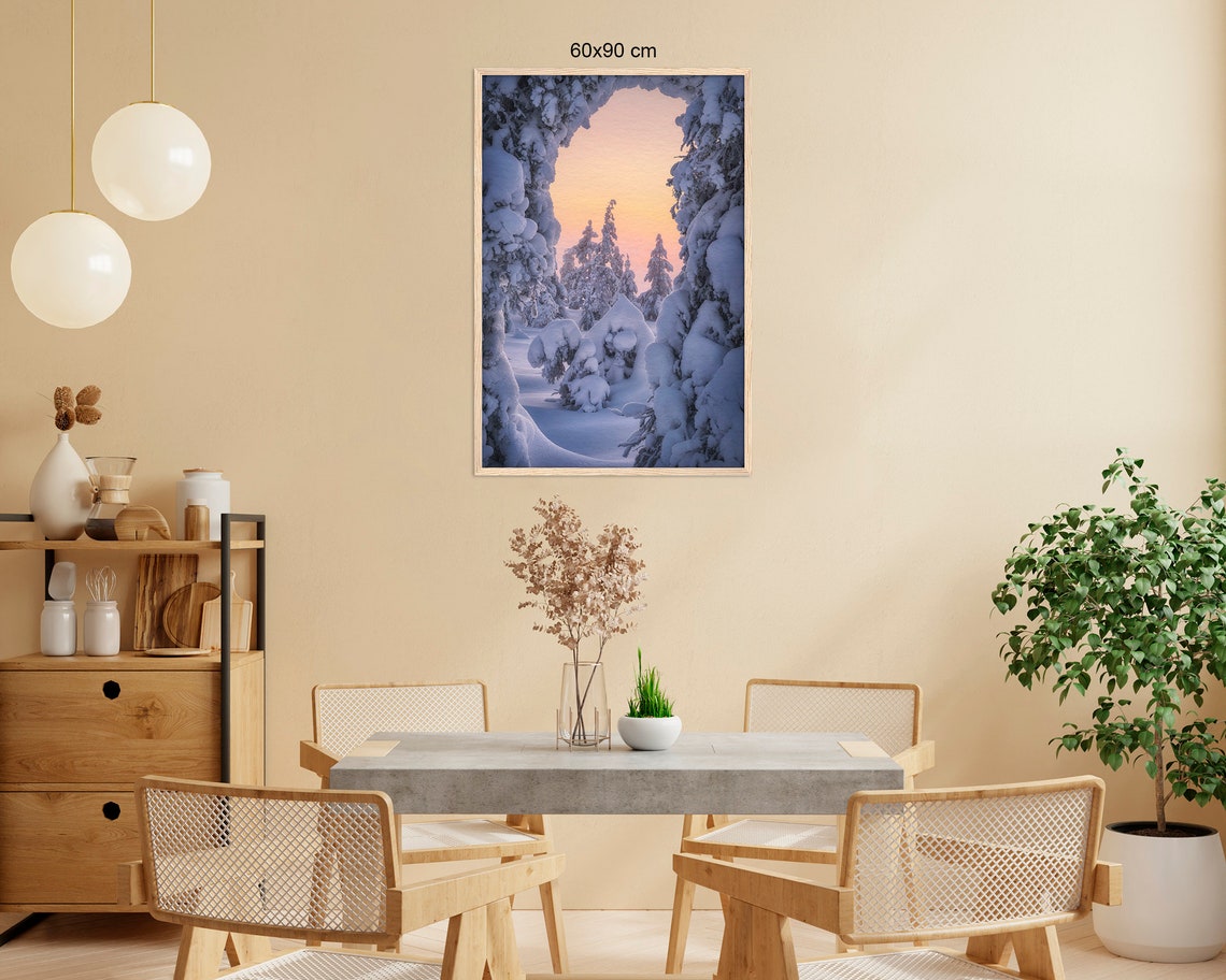 Winter In Lapland Premium Wall Picture With Wooden Frame Winter Landscape Wall Art Living Room Decoration Art Print Poster Fine Art Photography - Image 2