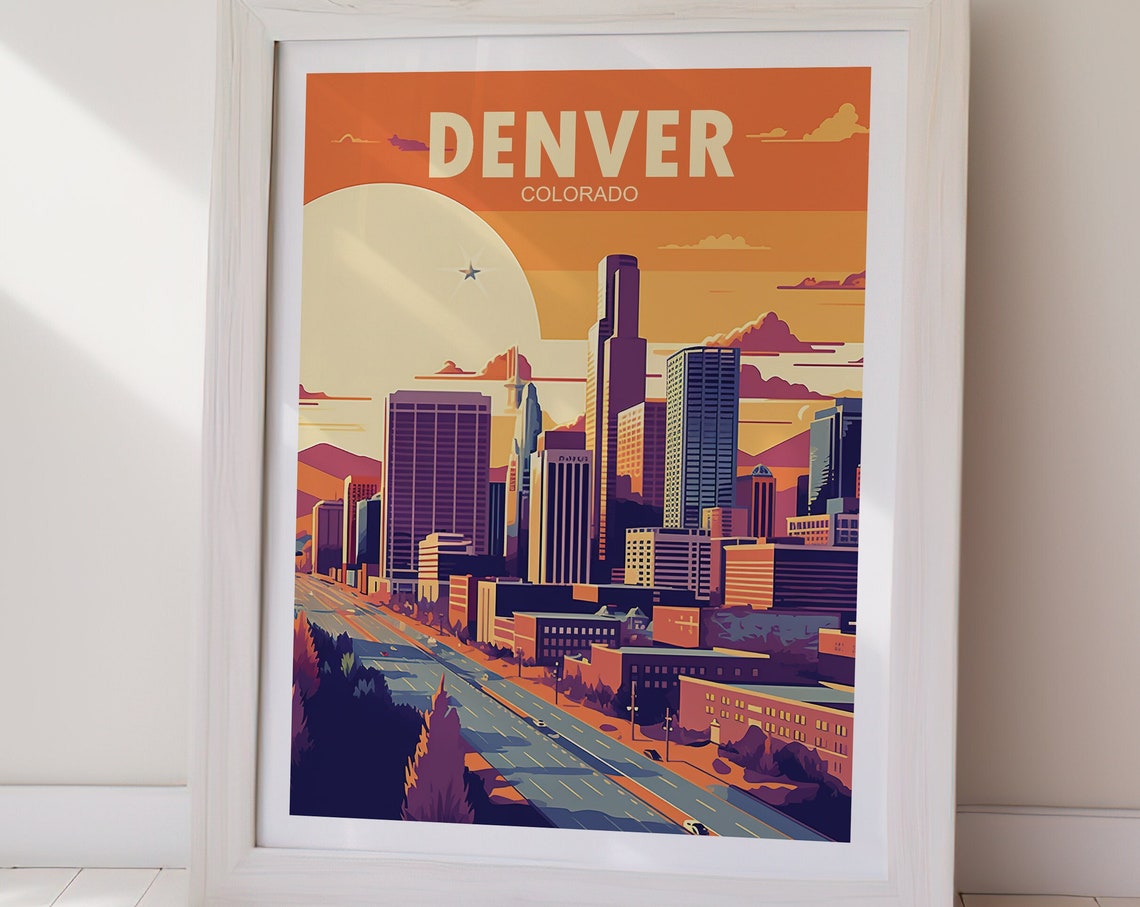 Denver Poster Wall Art Wanderlust Gift Holiday Travel Gift Gift For Her Gift For Him Holiday Gift - Image 2