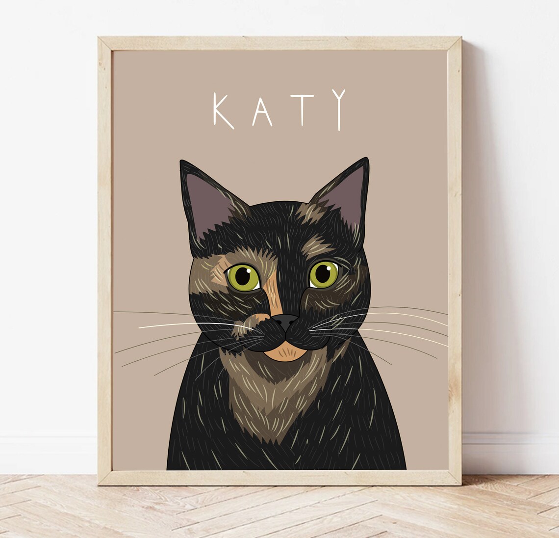 Pumpkin Black Cat on Teal Background Custom Cat Portrait Poster - Image 6