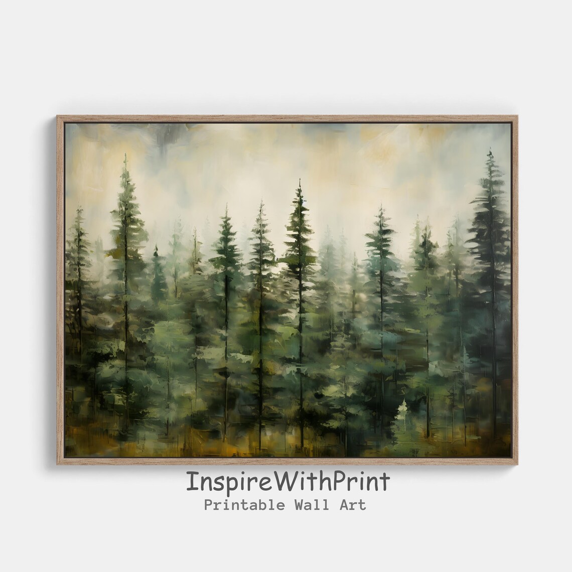 Expressionist Pine Tree Forest Vintage Winter Art Print