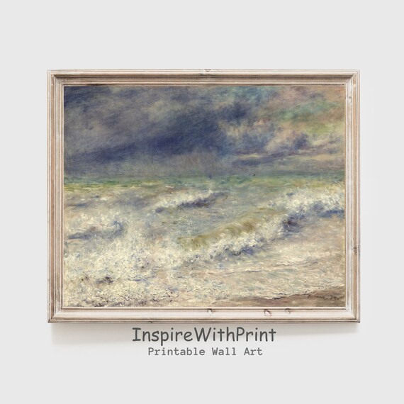 Stormy Ocean Waves Impressionist Seascape Painting Vintage Art Poster