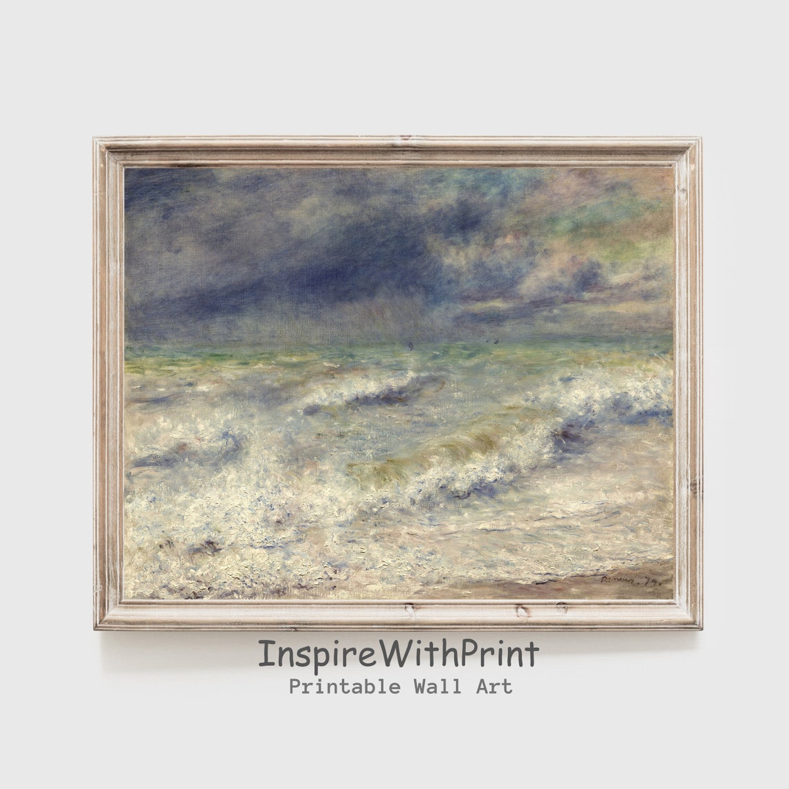 Stormy Ocean Waves Impressionist Seascape Painting Vintage Art Poster
