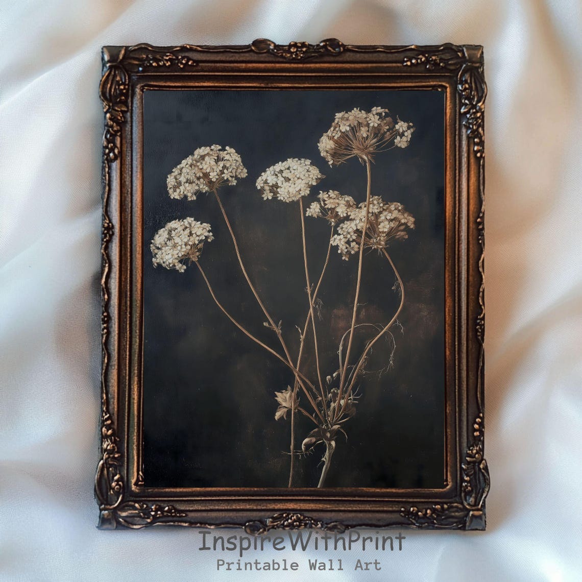 Moody Dark Floral Botanical Vintage Flower Antique Chic Print