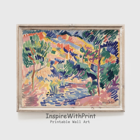 Matisse Landscape Painting Colorful Henri Inspired Art Abstract Artful Print Aethestic Pastel