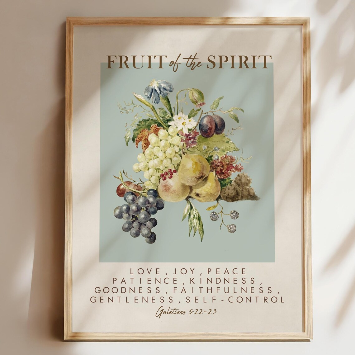 Fruit of the Spirit Scripture Art Print, Vintage