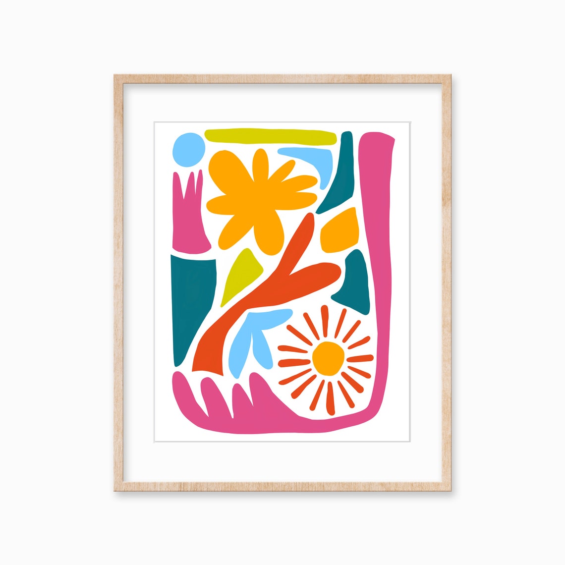 Colorful Cutout Shapes Matisse Style Modern Abstract Art Poster