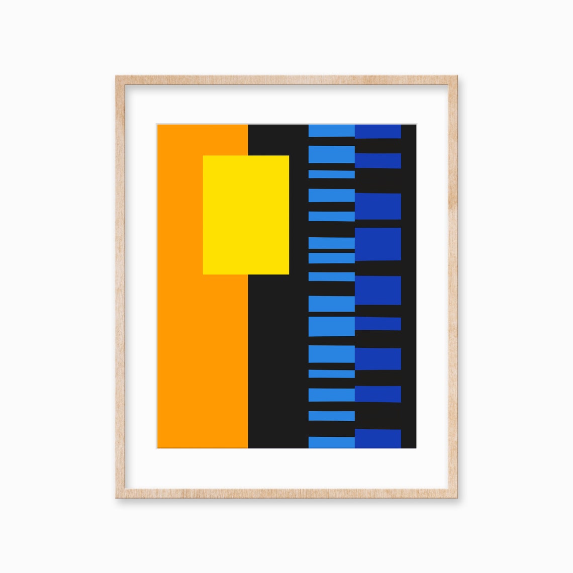 Bold Geometric Blocks Orange Blue Modern Abstract Art Poster