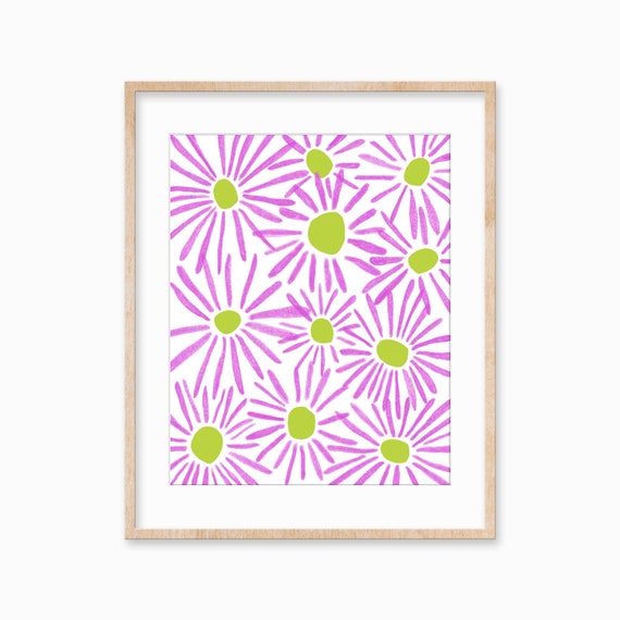 Modern Colorful Flower Print, Maximalist Floral Art
