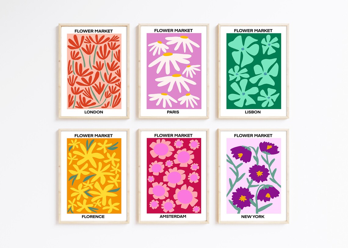 Flower Market Maximalist Botanical Poster, Dorm Decor