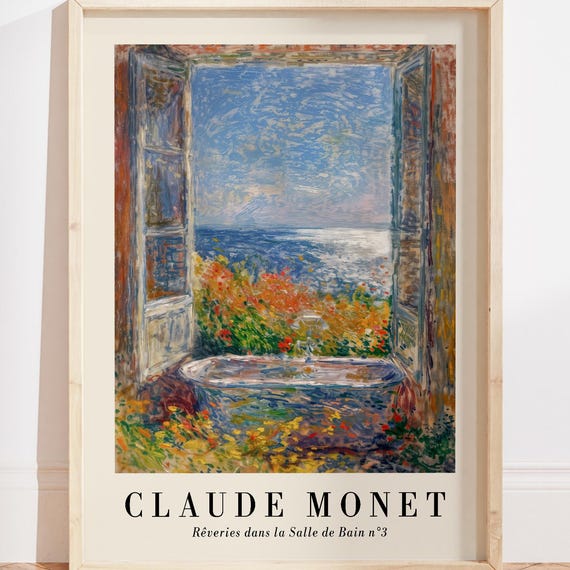 Claude Monet Bathroom Floral Art Print, Whimsical