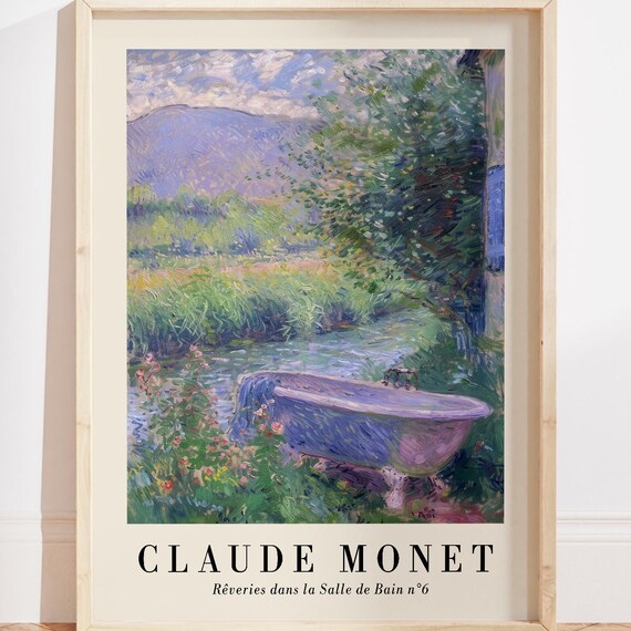 Claude Monet Bathroom Print, Floral Countryside Poster