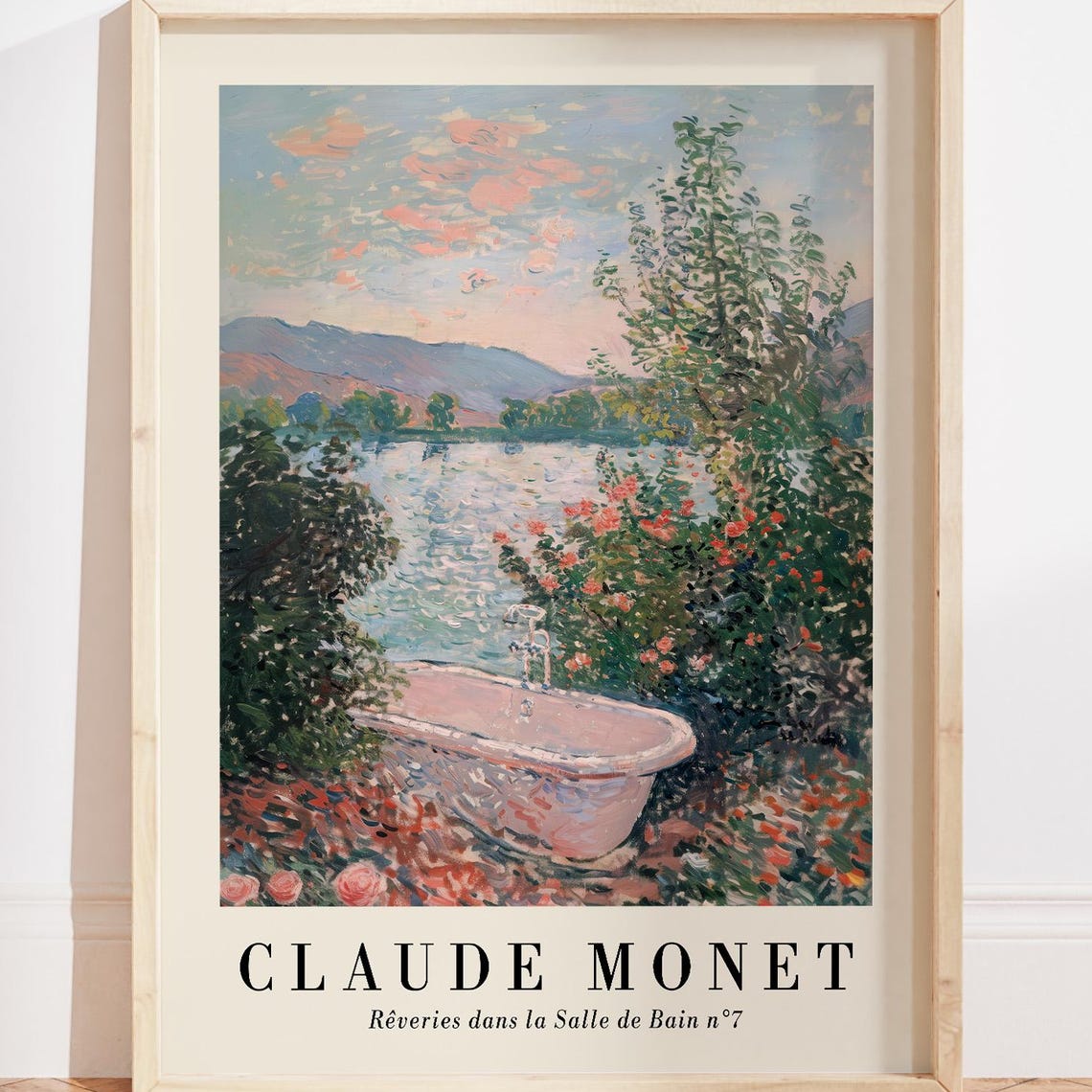 Claude Monet Bathroom Roses Lake Dreamy Impressionist Art Poster