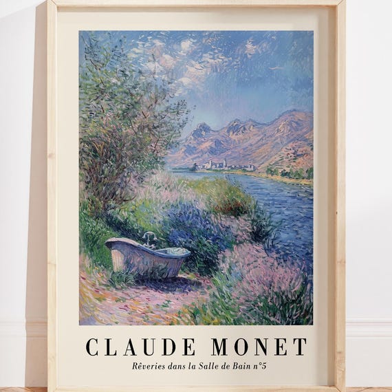 Monet Bathroom Wall Art Print Floral Countryside Dreamy Painting Whimsical Decor