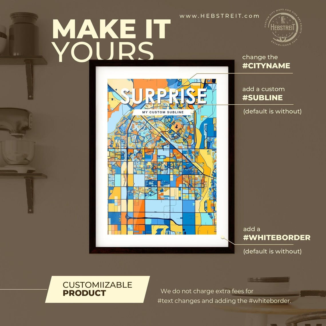 Surprise Arizona City Map Poster Vibrant Modern Home Wall Decor - Image 2