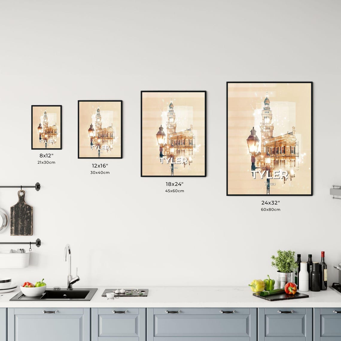 Tyler Texas Historic Clock Tower Vintage Street Lamp City Poster - Image 3