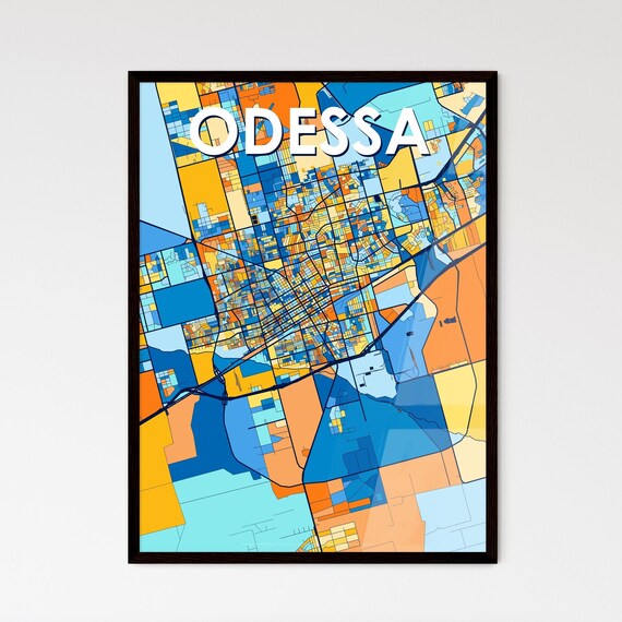 Odessa Texas Vibrant Colorful Geometric Street Grid City Map Art Poster