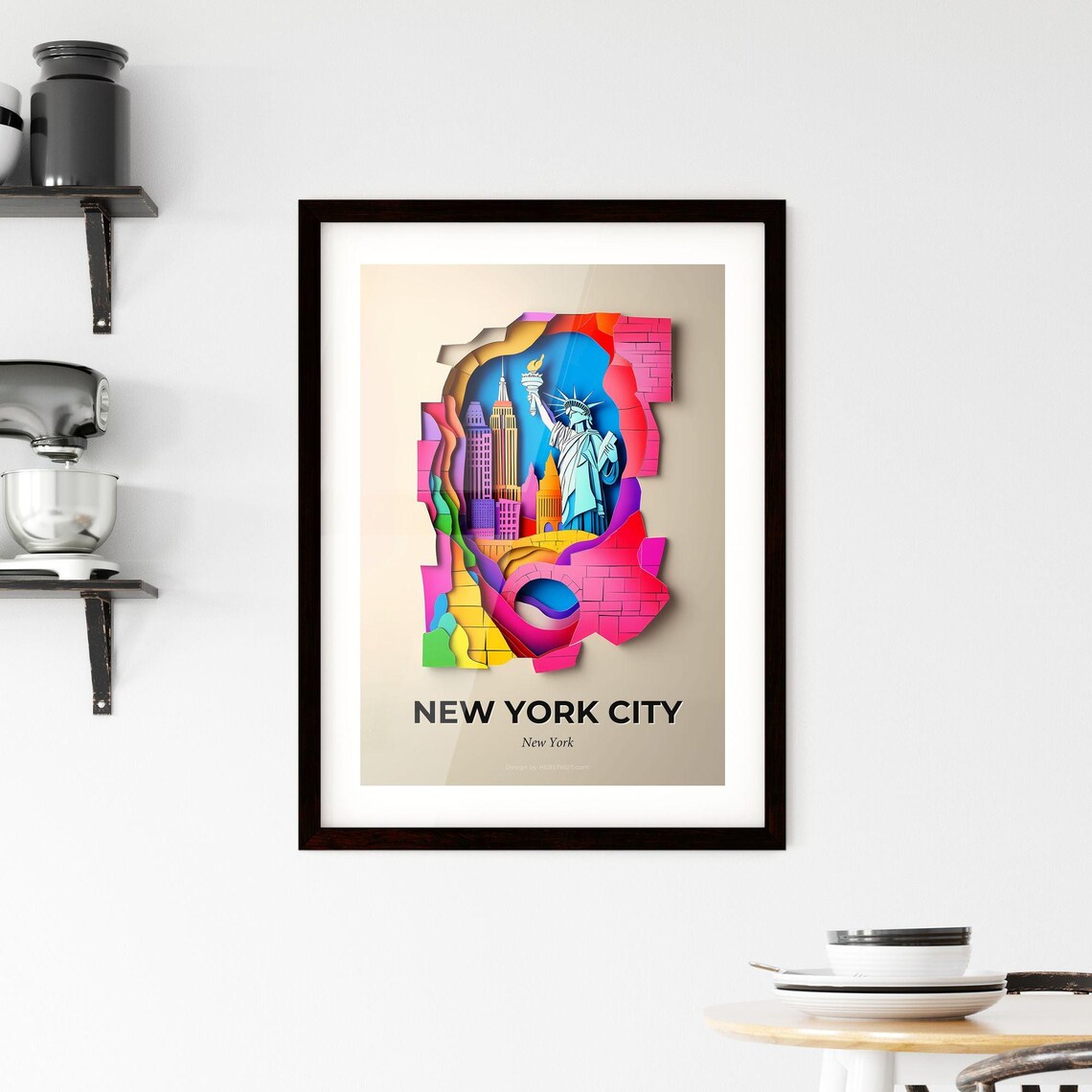 New York City New York Statue of Liberty Paper Cut Art Poster - Image 2