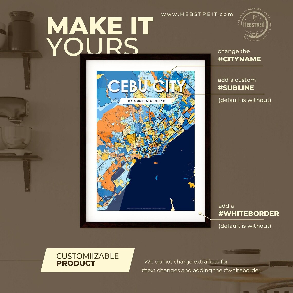 Cebu City Philippines Colorful Modern City Street Map Travel Decor Poster - Image 2