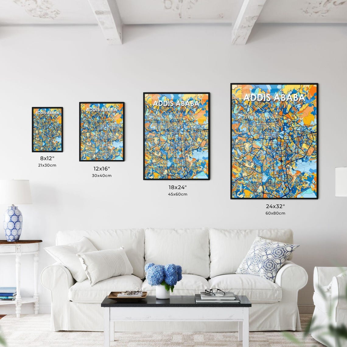 Addis Ababa Ethiopia Colorful City Street Map Poster Art Decor - Image 3