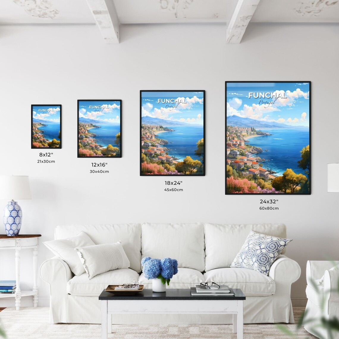 Funchal Portugal Coastal City Ocean View Anime Travel Poster - Image 3