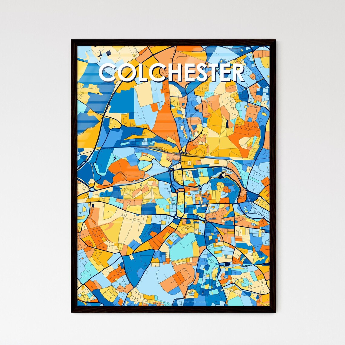Colchester England Vibrant City Map Artwork Colorful Travel Decor Poster