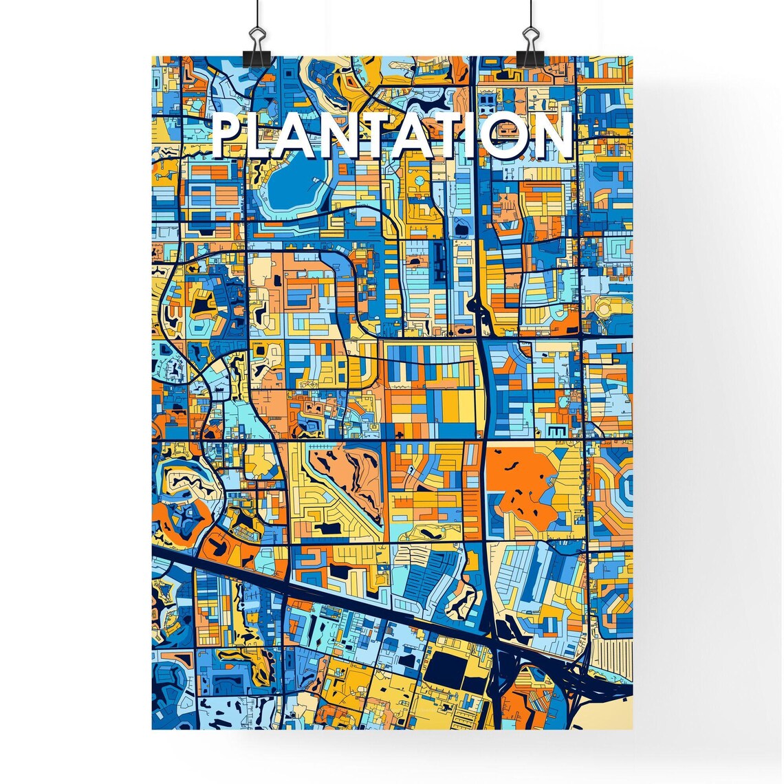 Colorful City Map Art Poster of Plantation Florida for Home Decor - Image 4