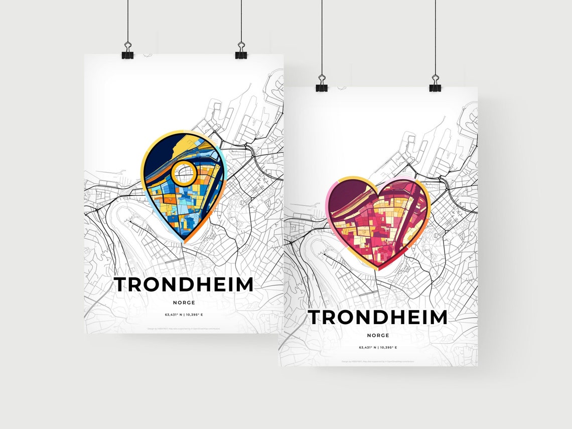 Trondheim Norway Where It All Began Heart Map Coordinates Poster - Image 2