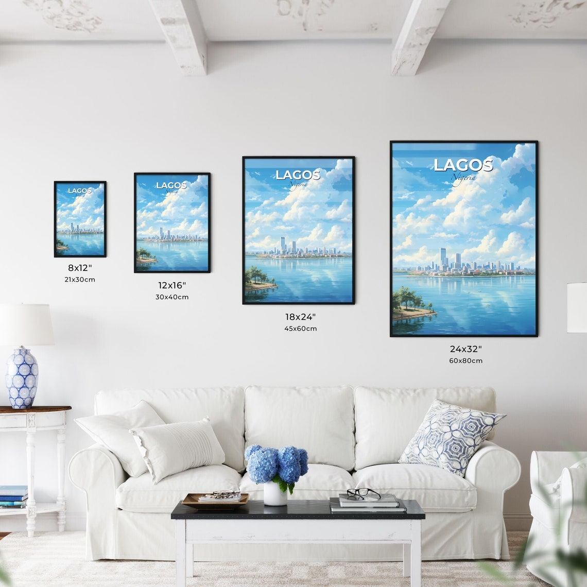 Lagos Nigeria Waterfront Skyline Beach Sunset Scene Travel Poster - Image 3