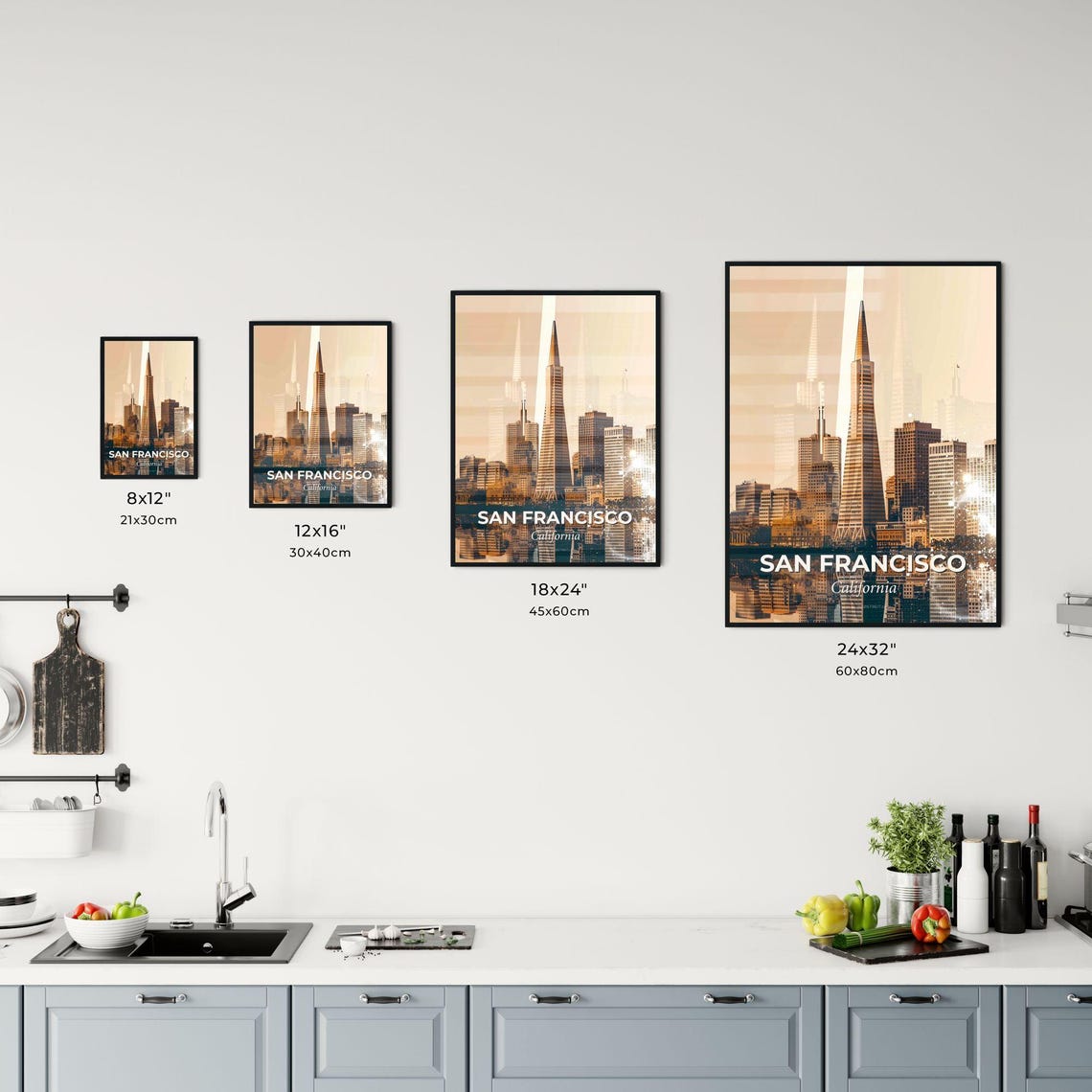 San Francisco California Double Exposure Skyline Decor Poster - Image 3
