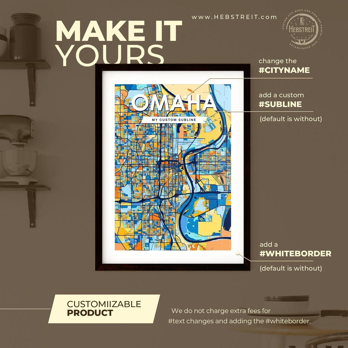 Omaha Nebraska City Map Blue Orange Street Map Poster Midwest Gift - Image 2