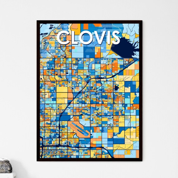 Clovis California Colorful Modern City Street Map Travel Decor Poster