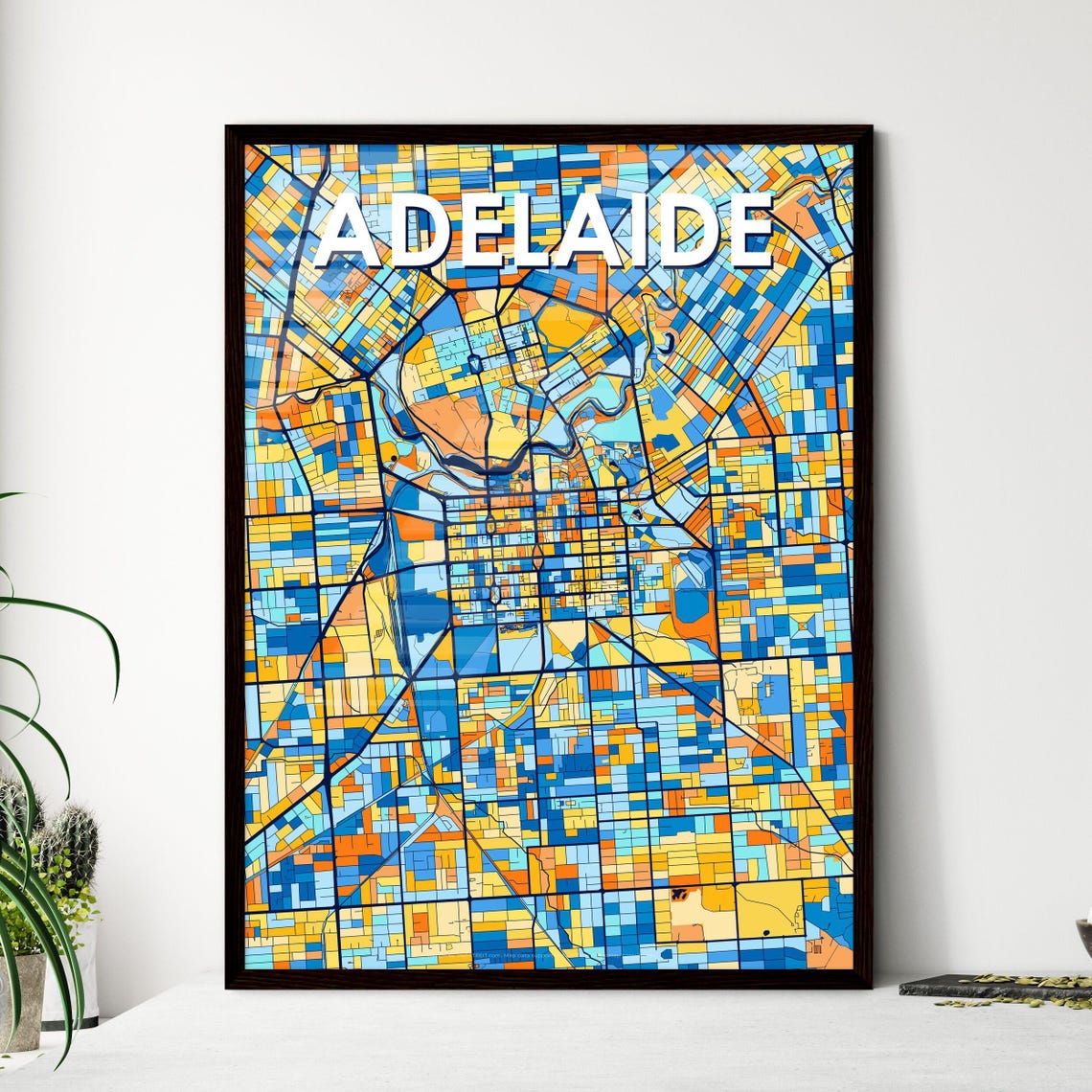 Adelaide Australia Colorful Modern City Street Map Travel Decor Poster